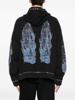 graphic print who deside war hoodie