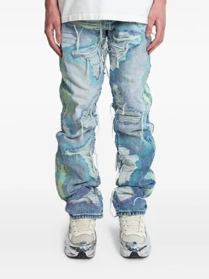 embroidered distressed jeans