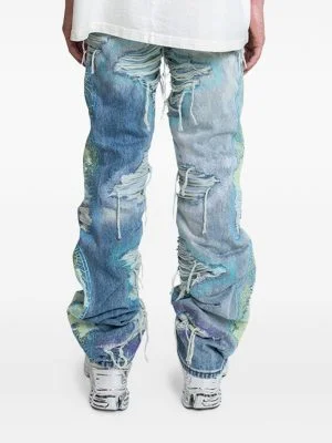 embroidered distressed jeans