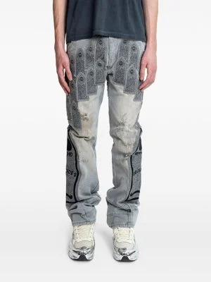 embroidered arch jeans